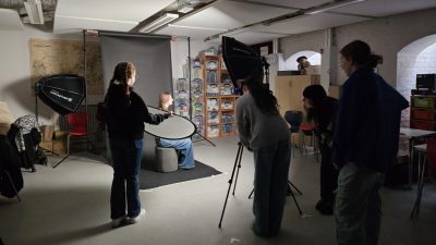 young producers doing a photoshoot