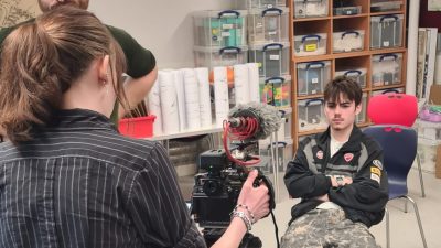 Young people filming