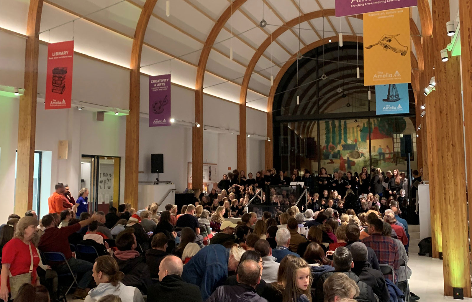 The Atrium with many people seated