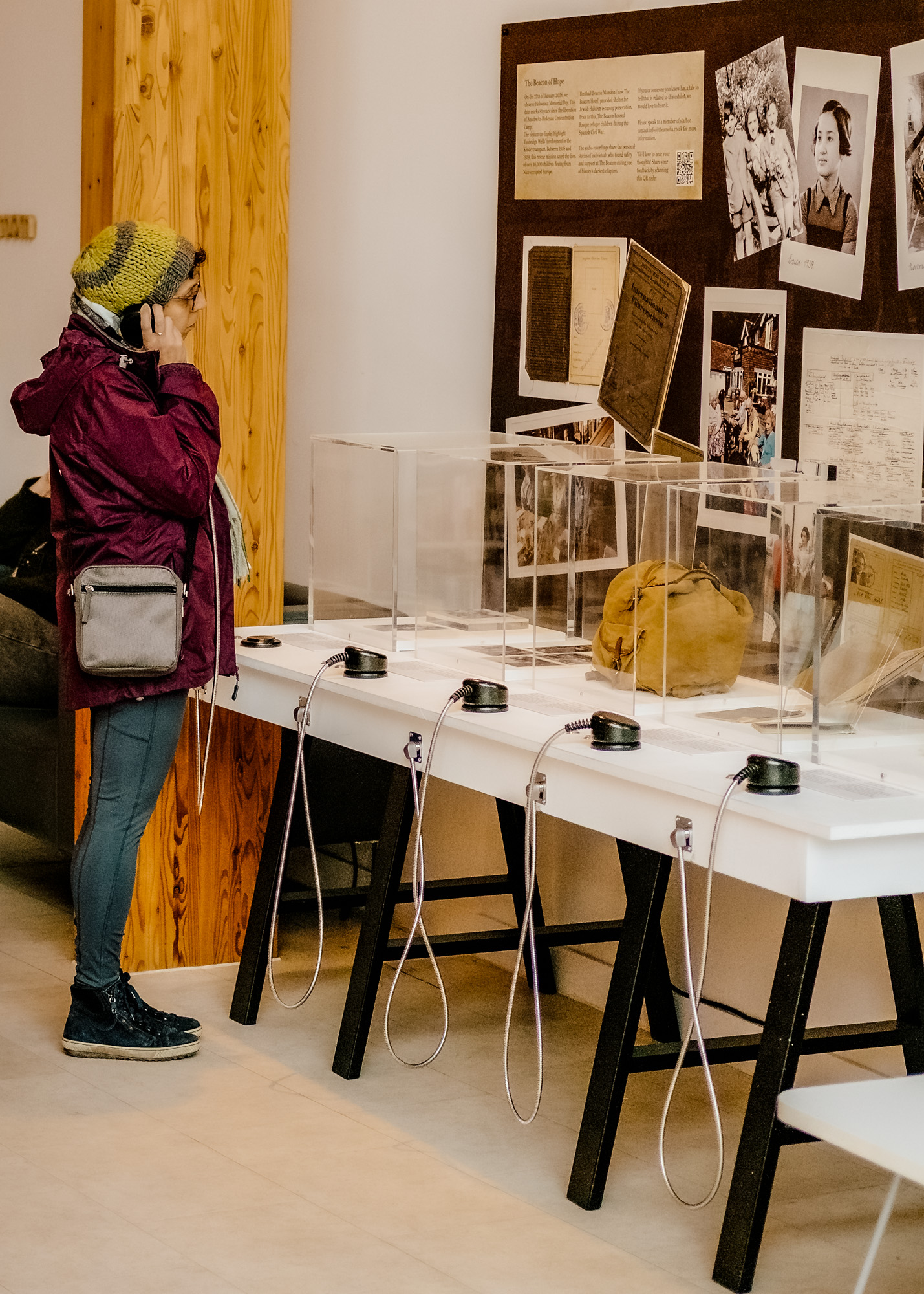 Female studying the exhibits