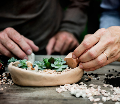 People touching sensory art