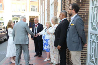 Duke of Gloucester greeting dignitaries