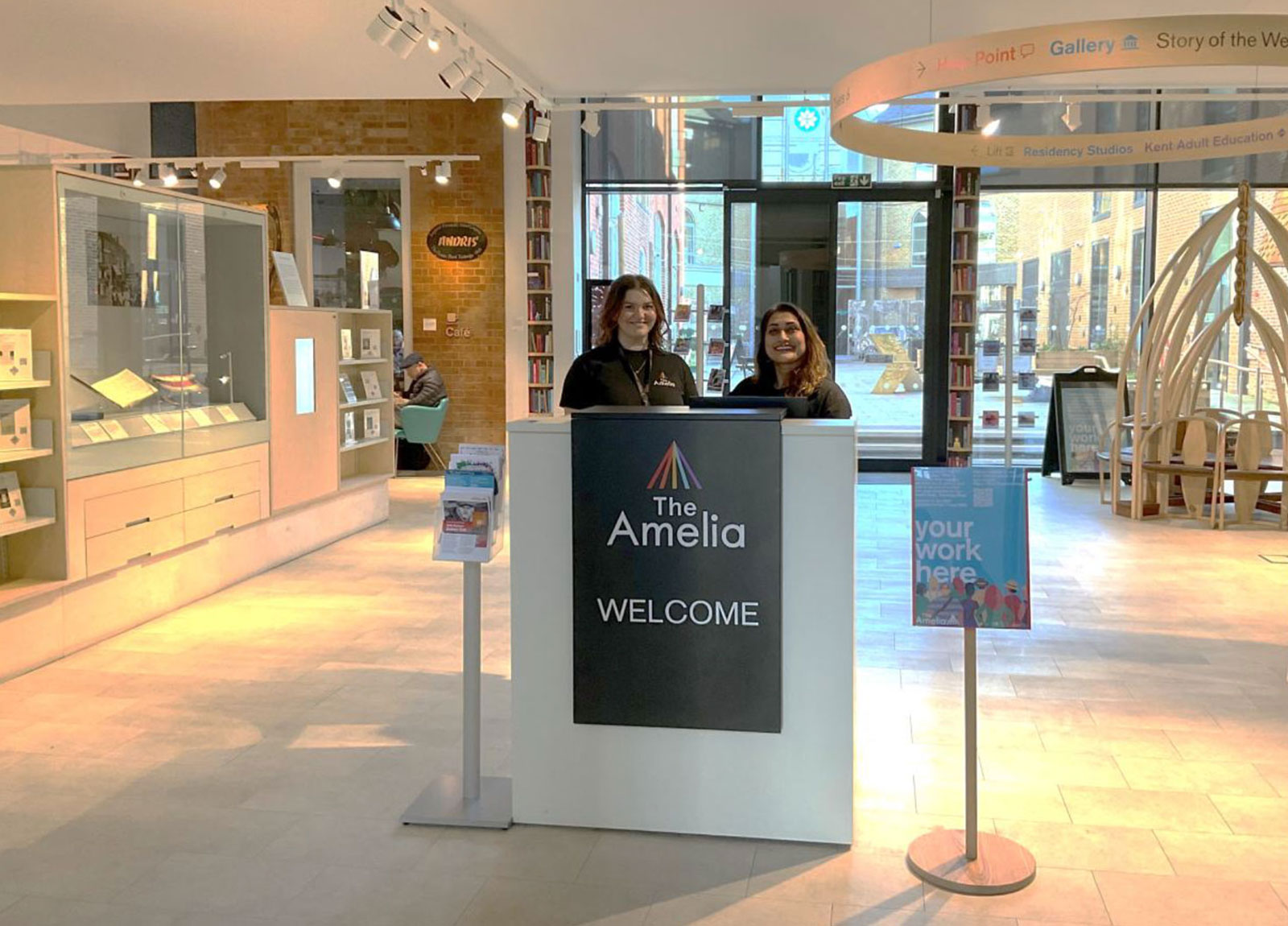 The-Amelia-Scott-Reception-v3 The Welcome Hall with two ladies at the welcome desk